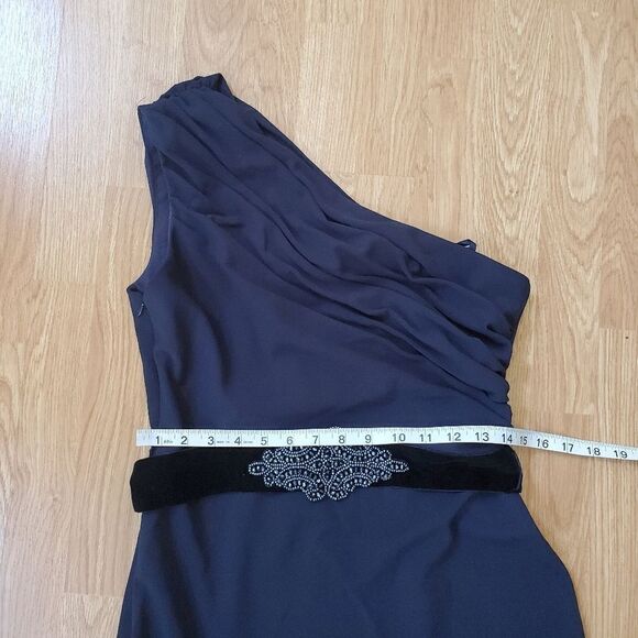 Eliza J Belted One Shoulder Fit & Flare Gown - size 8 in Blue - Picture 10 of 15